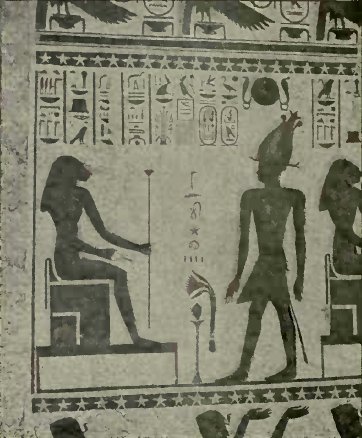 An egyptian wall-painting: The Adoration Of The Goddess Pasht